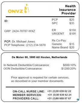 Download Netherlands health insurance card Photoshop template